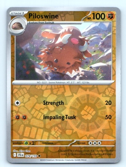 Pokemon TCG ~ Piloswine 078/159 ~ Reverse Holo English Near Mint