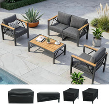 4 Piece Aluminum Outdoor Patio Furniture Set with Waterproof Cover | 4-Seat Pati