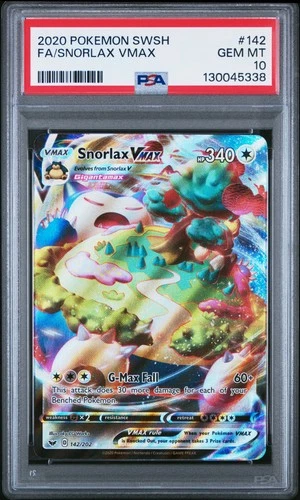 2020 POKEMON SWORD & SHIELD #142 FULL ART/SNORLAX VMAX PSA 10