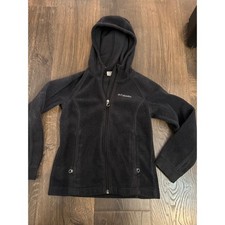 Columbia Kids Fleece Hooded Jacket Full Zip Black Size S 7/8