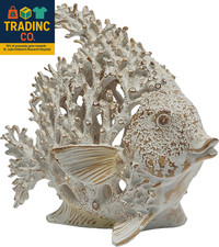 Beach Coastal Decor Coral Reef Angelfish Home Office Desk Decor Sculpture Statue