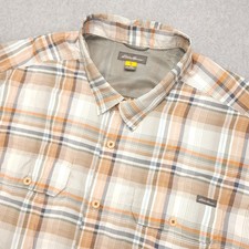 Eddie Bauer Travex Shirt Mens 2XL Plaid Brown Gray Short Sleeve Hiking Outdoor
