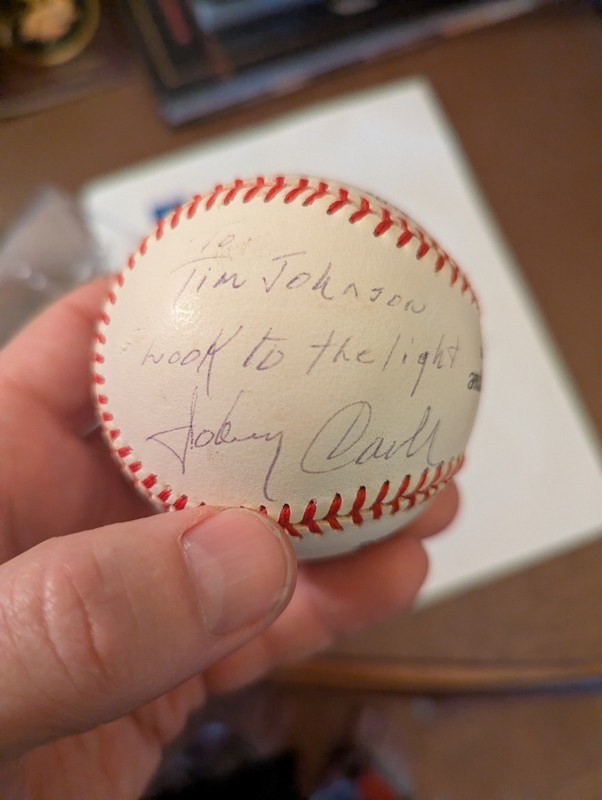 Johnny Cash Signed Baseball Look To The Light Insc One Of A Kind
