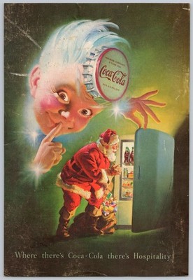 1948 Coca-Cola Christmas Vintage Print Ad Santa Sneaking a Coke Sprite Boy Shhhh