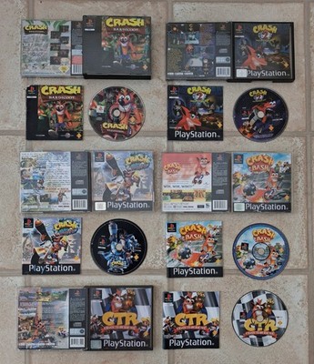 CRASH BANDICOOT PS1 SPIELESAMMLUNG CORTEX WARPED BASH CTR TEAM RACING 1 2 3 4 5