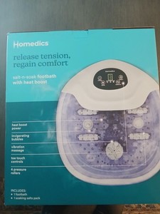 HoMedics Salt-N-Soak Footbath Heat Boost FB-500HA New Sealed Spa Massager, Feet