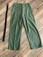 Vtg US Army OG-107 Military Trousers 50  s-60  s Sz 29/28 W/Belt And Buckle