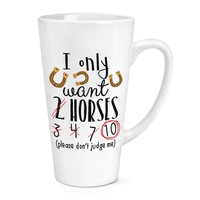 I Nur Want 2 Pferde 483Ml Groß Latte Becher Tasse - Lustig Pony Groß
