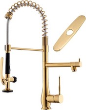 Brushed Gold Kitchen Faucet with Pull Down Sprayer, Champagne Bronze Single Hand
