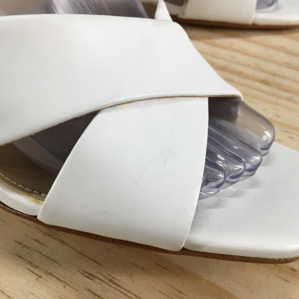 NEW Michael Kors Sandals Womens 7M Clara Slip On Cross Strap Slide White Leather - Image 4 of 4