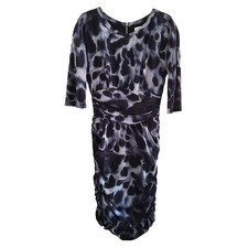 Whistles Silk Blend Blue Tones Ruched Full Back Zip Bodycon Dress 6