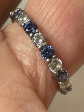 Vintage Sterling Silver Cubic Zirconia Full Eternity Ring Size P