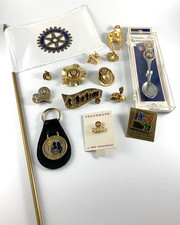 Rotary International Items | Lot of 14 | Key Chain Flag Spoon Pins | NOS