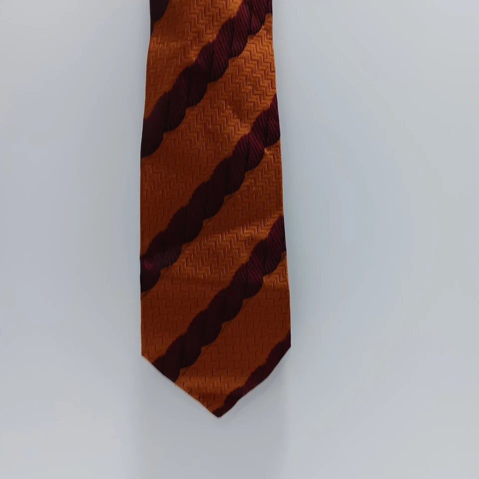 Corbata en punta Romeo Gigli para hombre 40P marrón a rayas 100 % seda clásica formal Foto 2 de 4