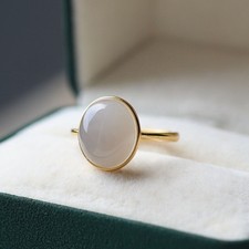 Natural Hetian Jade Ice Smoky Purple Egg Face Ring Set with Smoky Purple Ring