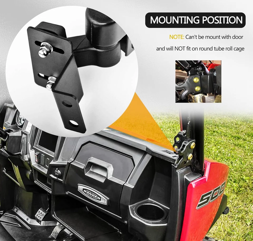 Side View Mirrors Compatible with 2013-2023 Polaris Ranger 500 570 900 - Fits Pr - Image 2 of 4