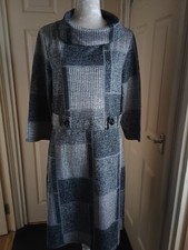 BNWT ROMAN GREY MIX MID LENGTH DRESS WITH POCKETS. 3/4 SLEEVE SIZE UK 16