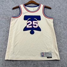 Nike Philadelphia 76ers Ben Simmons 25 Earned Edition Jersey Cream Mens 48 L
