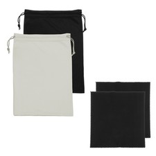 Ski Goggle Bag, Microfiber Bag with Cleaning Cloth 2 Pcs Black/Gray