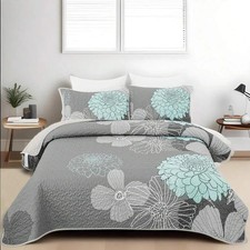 NEW 3pc Quilt Set Full Queen King Boho Floral Bedspread FREE SHIPPING