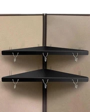 Metal Cubicle Corner Shelf with 3 Hooks for Office Fabric Walls, Hanging Orga...
