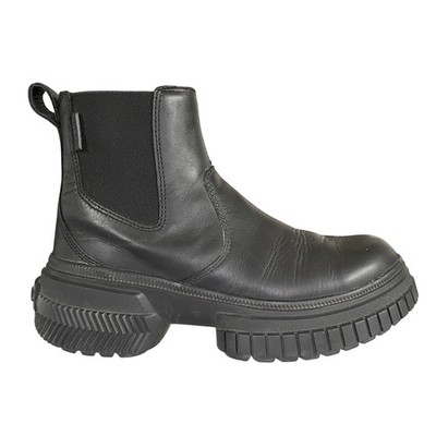 Sorel Ona Ave Chelsea Boots Wms 7.5 38.5 Black Waterproof Leather Chunky Pull on