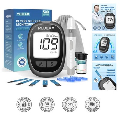 Complete Diabetes Testing Solution: Glucometer, Strips, Lancets & Pouch Included
