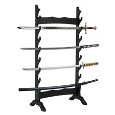 lukar 8 Tier Sword Display Stand Floor, Multilayer Katana Stand Floor, Wooden Sw