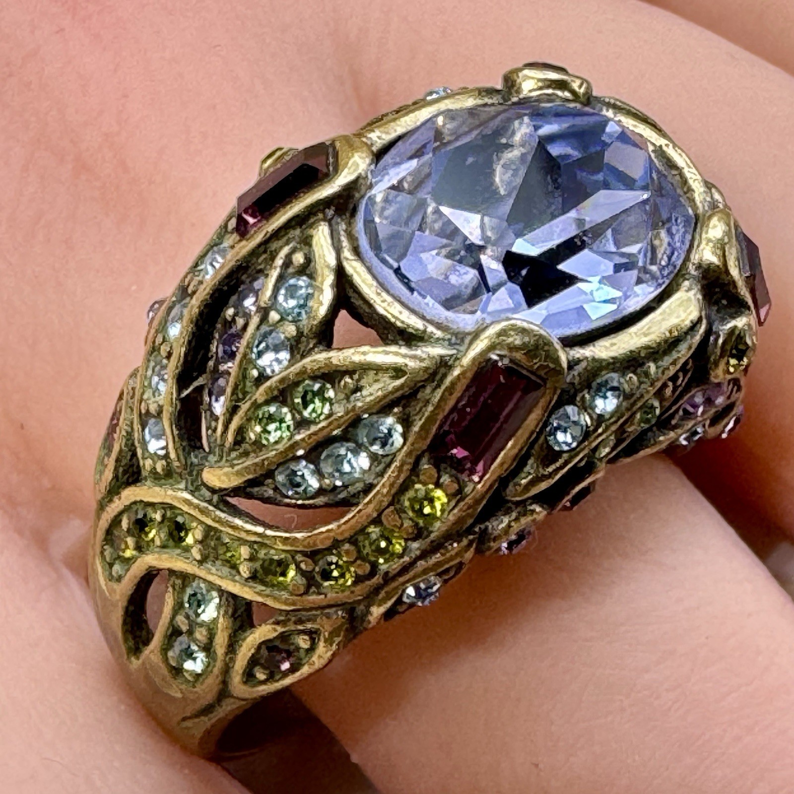 Heidi Daus Statement Ring Goldtone Multi Crystal … - image 6