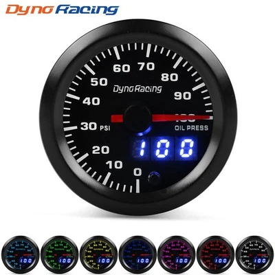 2" 52mm Digital & Pointer 7 Color LED 0-100 Psi Oil Pressure Gauge Meter +Sensor - Image 1 of 4