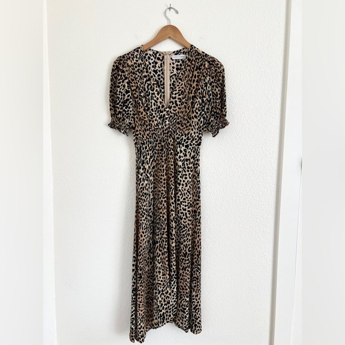 FAITHFULL THE BRAND midi dress / Marie Louise leopard print dress/ size 2