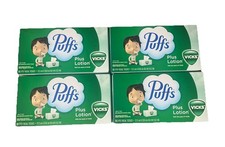 4 BOX PUFFS VICKS SCENT PLUS LOTION 2 PLY FAC...