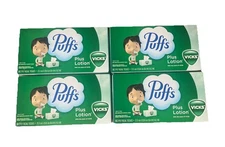 4 BOX PUFFS VICKS SCENT PLUS LOTION 2 PLY FACIAL TISSUE FAMILY SIZE 88 SHEET/BOX