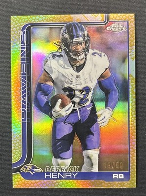 2025 Topps Chrome NFL Derrick Henry #25 Gold #’d 19/50 Ravens See Description