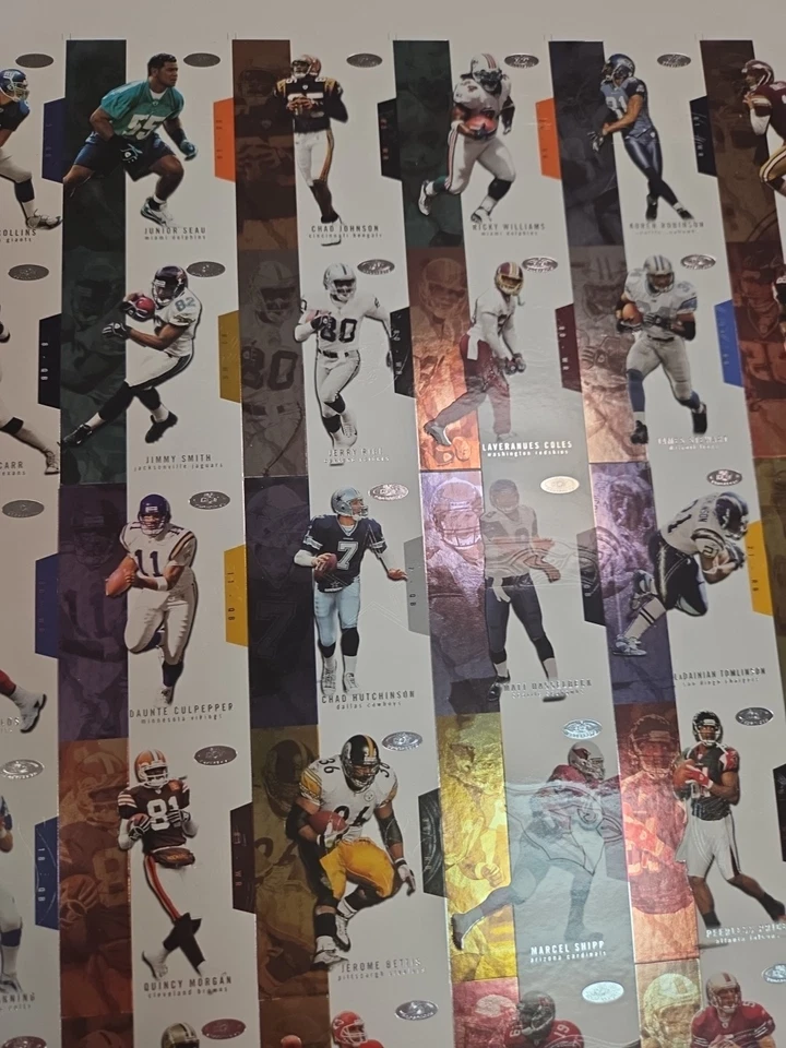 2003 Fleer NFL Hot Prospects Rookie Embossed Uncut Sheet Brady Rice Smith Vick - Image 4 of 4