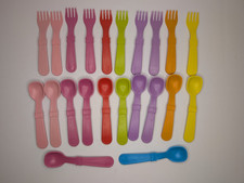 Childrens Forks And Spoons RePlay Red Blue Yellow Orange Green Lot of 22