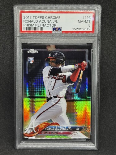 Ronald Acuna Jr 2018 Topps Chrome #193 Prism Refractor Rookie (RC) PSA 8 Braves