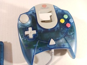 SEGA Dreamcast Controller & VMU Lot BLUE Atomic HKT-7700 Tested New Battery Set