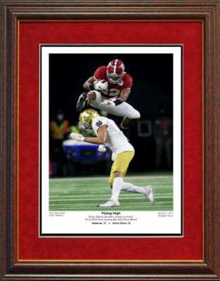 ALABAMA FOOTBALL NAJEE HARRIS FLYING HIGH 2020 ROSE BOWL HURDLE FRAMED PRINT