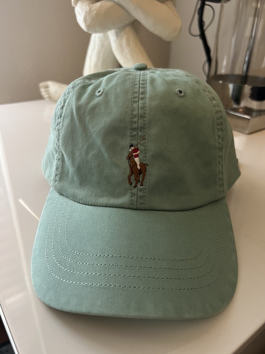 Polo Ralph Lauren Leather Strap Buckle Green Hat Baseball Cap NWT