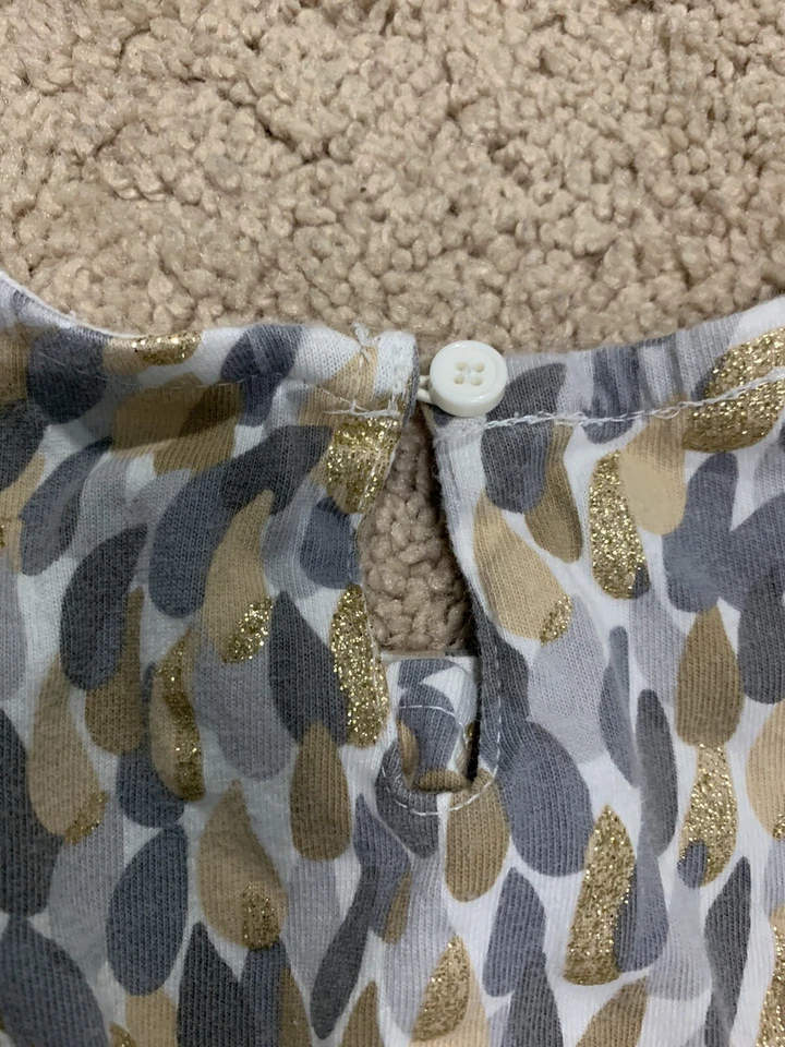Girls 6X Gymboree Dress Gray and Gold Tear Drop Pattern Bow at Waist Dress - Image 3 of 4