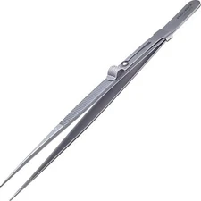 Swiss Slide Lock Diamond Tweezer Extra Large Round Tips Inside Groove 6 1/4"
