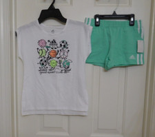 NWT 2pc Adidas Good Sport Club Top Green Shorts Set sz 6X