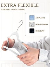 Velvet Hangers 70 Pack White Non Slip Clothes Felt Hanger Heavy Duty for Coat...