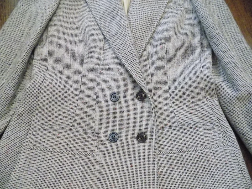 Marisa Sport винтажный шерсти костюм двубортный блейзер юбка тонкий серый красный чек sz S - Изображение 4 из 4