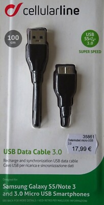 cellularline USB Data Cable 3.0 Samsung Galaxy S5 Note 3 Datenkabel 100 cm 35861