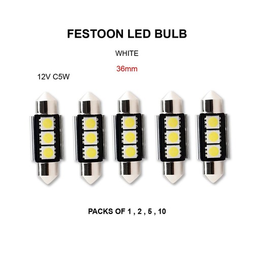 2Pcs LED Festoon bulb Canbus 36mm 3 SMD 12V C5W 239 dome Error Free UK Seller - Picture 5 of 16