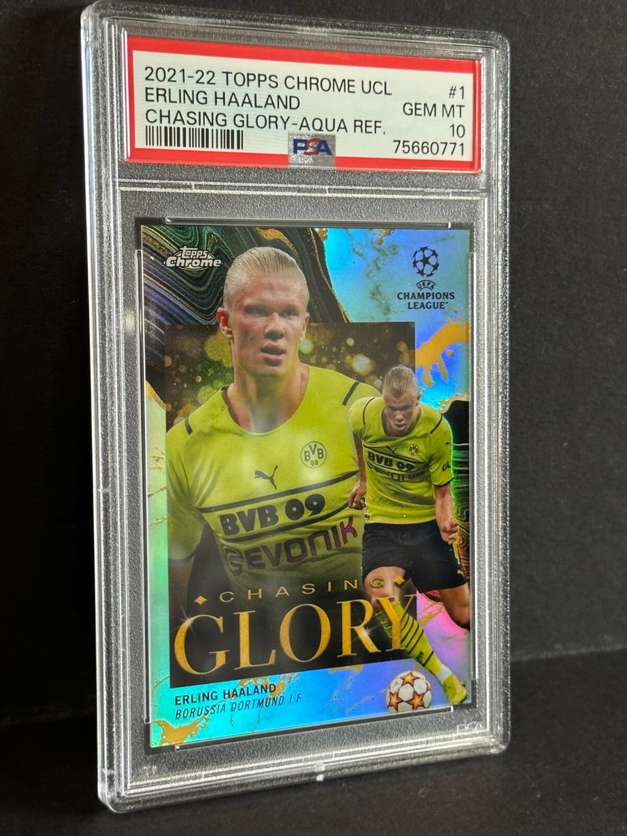 2021-22 Topps Chrome UCL Chasing Glory #1 Erling Haaland Aqua /199