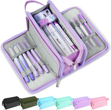 Large Pencil Case Big Capacity Pencil Pouch Pen Bag with 3 Compartment Portable