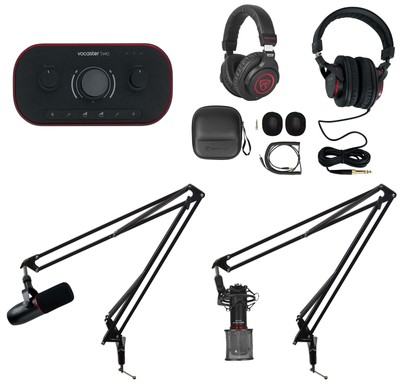 Focusrite Vocaster Two Studio USB-C Podcasting Interface+Mics+Booms+Headphones